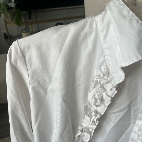 EUC Pendleton 100% Cotton Long Sleeve Button Up Ruffle Shirt, Size 14 - Picture 2 of 6